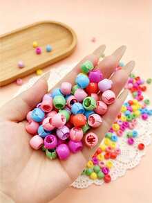 50pcs Mixed Color Heart, Round Bead, Pentagram, Clover Mini Hair Clips, Various Styles For Daily, Party, Workout Braided Hairstyles, Perfect Gift - Multicolor - View 9