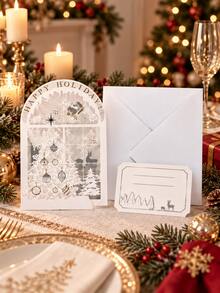 2pcs/Set 3 Styles Christmas 3D Pop-Up Invitation Cards With Envelopes, Elegant Laser Cut Holiday Greeting Cards, Suitable For Parties, Family Gatherings, Office Celebrations - Christmas Style - View 4