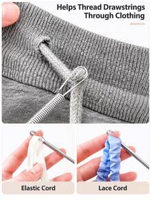 1pc Spring-Loaded Flexible Drawstring Replacement Tool | 2-In-1 Elastic Band Threader, Suitable For Pants, Sweatshirts And Skirts | Home Essential Kit, Includes Waistband Threader, No-Sewing DIY Assistant | Christmas Gift For Women (Steel Spring) - Multiple Styles and Colors - View 4