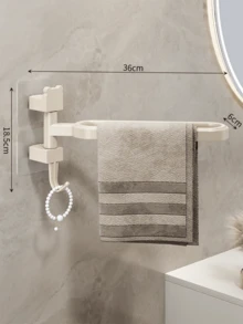 1pc No-Drill Rotating Multi-Bar Towel Rack, Bathroom Towel Holder, Bathroom Storage Rack, Bathroom Towel Rack - Multicolor - View 12