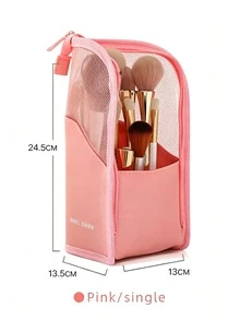 1pc Zipper Makeup Brush Bag, Transparent PVC Waterproof Travel Makeup Brush Storage Bag, Portable Makeup Brush Holder, Professional Makeup Bag, Artist Supplies Organizer, Essential For Home, Gift, Vacation And Travel, Foldable Makeup Brush Cup - Multiple Styles - View 13