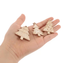 20/40pcs Mixed Basswood Wooden Christmas Tree Pendant Decorations, Wooden With 10m Jute Rope, Smooth Surface, Suitable For Home Decor, Crafts, Hanging During Holidays - A - View 3