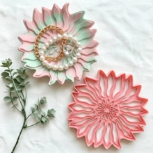 Multi-Theme Large Tray Soft Clay Cutter Set, Snowflake, Flower, Sunflower, Fish, Fruit, Architecture, Cupcake, Leaf Shaped Tray Molds, Compatible With Polymer Clay, For Making Rings, Earrings, Small Jewelry Storage Trays, DIY Handmade Decoration Ornaments, Photography Props, Creative Crafting Tools - Oversized Polymer Clay Cutter - View 6