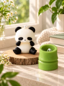 3/2pcs Set Cute Panda Shaped Aromatherapy Candles, Creative 3D Bamboo Shaped Craft Candles, Healing Cartoon Adorable Desktop Decor, Home Atmosphere Decoration, Birthday Holiday Gift, Ins Style Soft Decor Photo Prop, Niche Artistic Handmade Aromatherapy Candles - Decorative Candles - View 4