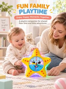 Musical Light Up Starfish Crawling Toy,Clock Face With Auto Steering Universal Wheels & Obstacle Avoidance,Gift For Toddlers Baby Boys Girls,Christmas - Multicolor - View 4