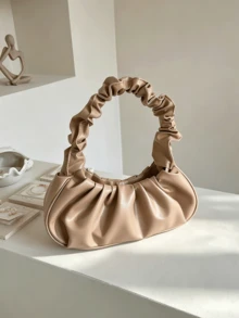 Mini Fashion Solid Color Pleated Handbag, Multi-Functional Women's Cloud Bag/Crescent-Shaped Shoulder Bag/Underarm Bag, Fashion Women's Handbag - Multicolor - View 13