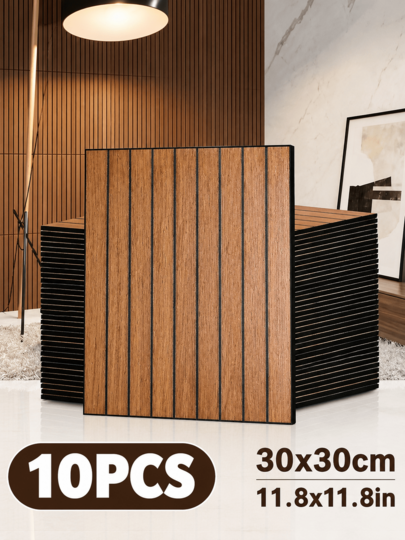 10pcs 3D Self-Adhesive Wall Panels, 30x30cm Self-Adhesive Wood Grain Foam Wall Tiles, Thickened Soundproof Waterproof Wall Decor Panels, Suitable For Bedroom, Living Room, Kitchen, Ceiling, Easy DIY Home Decoration