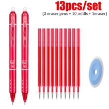 13pcs/Set 2 Packs Retractable Erasable Gel Pen Set With 10 Refills & 1 Eraser, 6 Color Options, Smooth Writing Refillable Pens For Students, School, Office, Note Taking, Homework, Journaling & Everyday Writing - Multicolor - View 17
