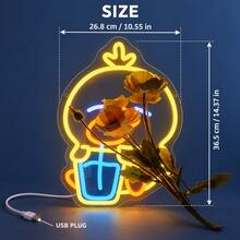 1-Piece USB-Powered Yellow Duckling Neon Sign With Clear PS Backboard, Silicone LED Light Strip And Power Cable, Playful Cartoon Shape With Red Feet And White Wing Details For Playroom, Nursery, Baby Shower And Birthday Decor - Multi-color light - View 15