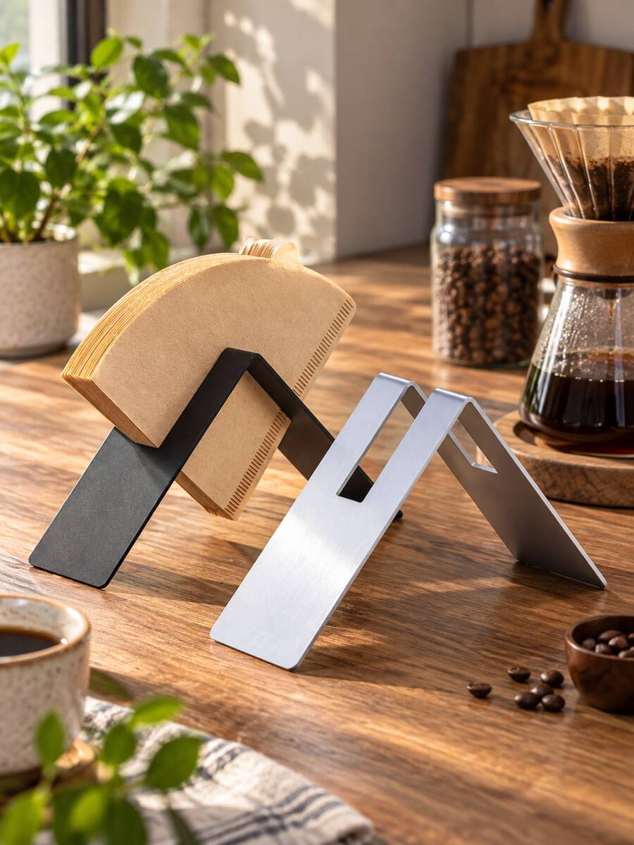 Pour Over Coffee/V-Shaped Durable 430 Stainless Steel/Coffee Filter Paper Holder/Storage Box/Coffee Bar Storage Rack - View 1