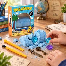 Children's Archaeology Digging Set DIY Pirate Treasure Chest Digging Toy Educational Science Experiment Digging Gemstone Surprise Creative Handmade Gift For Boys And Girls - Blue - View 5