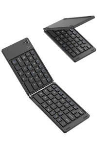 Foldable Wireless Keyboard Compatible With IPad, Computer, PC, Smartphone And Other Devices, Ergonomic Design, Compatible With IOS, Android And Windows Systems, Built-In Rechargeable Battery (150mAh), Full-Size Ultra-Thin Pocket Portable Design, Black - View 2