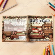 Livre de coloriage de Noël pour adultes, papier épais de 120 g/m², grandes impressions de scènes d'intérieur festives et chaleureuses, illustrations mignonnes de décoration de chambre de vacances, livre de coloriage anti-stress pour la détente, excellent cadeau de vacances pour les femmes - Noël chaleureux - Voir 4