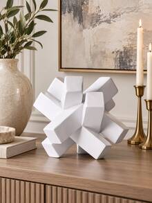 1pc White Geometric Knot Sculpture, Modern Abstract Decorative Statue, Minimalist Tabletop Decor For Living Room Coffee Table Bookshelf Entryway Office Desk Bedroom And Home - Multiple Styles - View 7