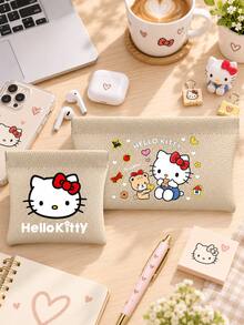 SANRIO 2pcs Hello Kitty Pouch Set For Women Girls, Mini Wireless Earbud Case And Large Handheld Phone Wallet, Cute Lightweight Storage Bags For Office Travel - Multicolor - View 8
