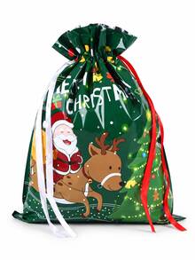 1pc Christmas Drawstring Gift Bag, Small/Medium/Large Assorted, Colorful Drawstring, Shiny Aluminum Foil Reusable Material, With Label, Suitable For Christmas Holiday Gift Packaging And Christmas Decoration - Multicolor - View 13