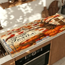 1pc Dish Drying Mat, Coffee Machine Pad, Autumn Red Leaf Pattern Countertop Absorbent Mat, Multi-Scene Universal Desktop Protector, Suitable For Thanksgiving & Autumn Atmosphere, Apple & Pumpkin Elements, Practical & Decorative, Multi-Purpose Drying Mat, Home Gift, Tabletop Decor - XYLSD-1107 - View 15