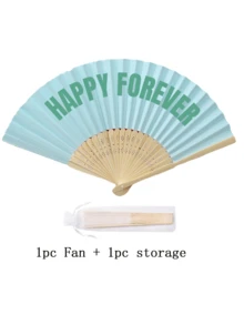 1Set Personalized Coloured Fans With Retro Curved Font: With Storage Bag,Add Any Text, Name, Or Quote,Suitable For Weddings, Tea Parties, Bridesmaid - Multicolor - View 26