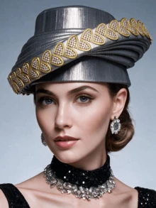 1pc African-Style Embellished Turban Hat With Rhinestone Trim – Vintage-Inspired Headwrap For Banquets And Weddings - Multicolor - View 6