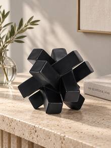 1pc Black Abstract Knot Sculpture, Modern Geometric Decorative Statue, Minimalist Desktop Tabletop Ornament For Living Room Bedroom Office Bookshelf Coffee Table Shelf And Home Decor - Multiple Styles - View 3