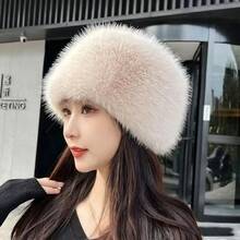 Faux Fur Long Hair Flat Top Hat, Snow Mongolian Style Winter Faux Fur Patchwork Fur Hat, Autumn/Winter Hat - Hat - View 3