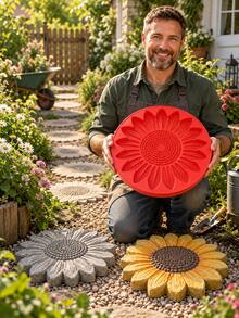 1pc Sunflower Stepping Stone Mold, Reusable Concrete Gypsum Mold, Suitable For Garden Patio Terrace Path, Outdoor DIY Handmade Tool, Creative Home Decor Gift, Flower Shaped Path Paving Mold, Garden Landscape Paving Stone Mold, Suitable For Lawn Backyard Porch, DIY Garden Art - Stepping Stone Mold - View 4