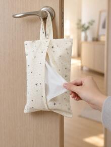 1 buah Tas Penyimpanan Kotak Tisu Gantung, Tas Tisu Kain Lembut dengan Pegangan Cincin, Penutup Tisu Wajah yang Dapat Diganti dengan Motif Bintang, Cocok untuk Kamar Tidur, Kamar Mandi, Mobil, Asrama, dan Kantor - MultiWarna - View 5