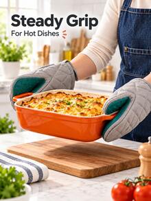 2pcs Heat-Resistant Silicone Trivet Pads With Fabric Cover, Multi-Function Pot Holder, Microwave/Oven Anti-Scald Mat, Frying Pan Handle Holder, Kitchen Countertop Mat - View 10