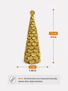 1pc Golden Coin Tree Desktop Ornament, Dollar Or Bitcoin Symbol Stacked Design, Compact Decorative Figurine For Home Office, Bookshelf, Reception Desk, Living Room And Entryway Accent - New - View 11