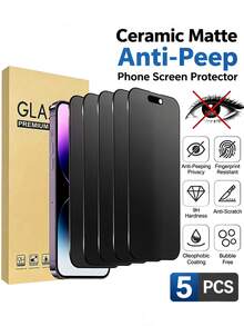 5PCS Ceramic Matte Anti-Spy Screen Protector, Compatible With IPhone 18 Pro Max/18 Pro/Ultra/Fold/17/17Pro/17Air/17Pro Max/16/16Pro/16Pro Max/15/15Pro/15Pro Max/14/14Pro/14Pro Max/13/13Pro/13Pro Max/12/11/XS/8/7, Anti-Scratch, Anti-Shock, Anti-Fingerprint, Easy Installation. - White - View 6