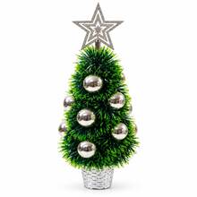 Mini Tabletop Christmas Tree 40cm PVC Holiday Tree With Star Top And Bauble Decor - Silver - View 2