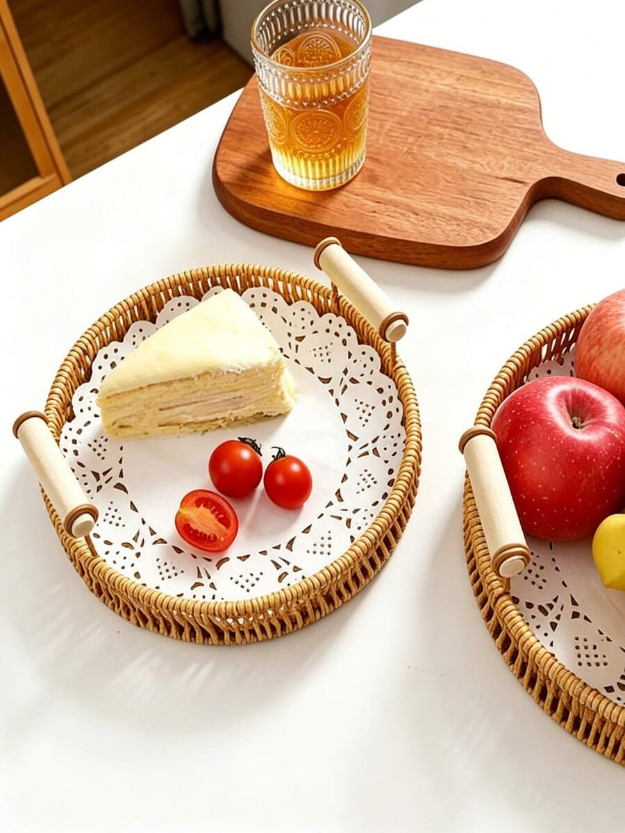 Keranjang Roti Anyaman - Baki Makanan yang Dapat Dicuci untuk Makanan Penutup, Buah-buahan, dan Roti, Cocok untuk Dapur, Piknik, dan Pajangan di Rumah - MultiWarna - View 1
