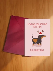 A Set Of Dachshund Illustration Christmas Cards (With Envelopes), Suitable For Family And Friends, 1 Card, Gift Card - A - View 14