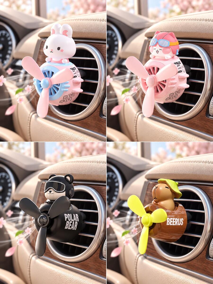 Car Air Vent Aromatherapy Clip, Cute Cartoon Pilot Car Diffuser With Rotating Propeller Air Vent Fan, Essential Oil Car Fragrance Diffuser Aromatherapy Decor, Car Interior Decoration Accessory, Cute Gift For Women And Men - A - View 1