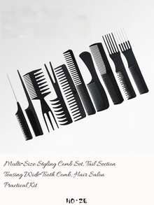 10/9/8/7/6/5/4/3/2pcs/Set Multi-Function Professional Hair Comb Set, Styling & Sectioning Combs For Hair Salon, Home Hair Care - Black - View 1