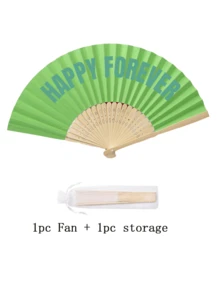 1Set Personalized Coloured Fans With Retro Curved Font: With Storage Bag,Add Any Text, Name, Or Quote,Suitable For Weddings, Tea Parties, Bridesmaid - Multicolor - View 19