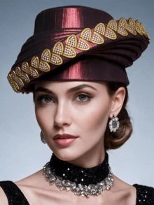 1pc African-Style Embellished Turban Hat With Rhinestone Trim – Vintage-Inspired Headwrap For Banquets And Weddings - Multicolor - View 21