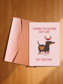 A Set Of Dachshund Illustration Christmas Cards (With Envelopes), Suitable For Family And Friends, 1 Card, Gift Card - A - View 13