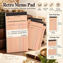 Vintage Ticket Memo Pad 50pcs/Pack, Narrative Chapter Light Retro Salt-Style Minimalist Versatile DIY Scrapbook Material Base Paper - one-size - View 3