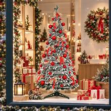 Snow Flocked Christmas Tree Artificial Holiday Decor Tree With Red Ball Decor 70cm Diameter 120-180cm - Multicolor - View 8