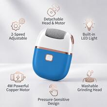 Rechargeable Electric Foot Scrubber With 3 Replaceable Grinding Heads, Coarse Head For Deep Polishing, USB Charging, Portable And Easy To Use, For Cracked And Dry Skin Care - Multicolor - View 6