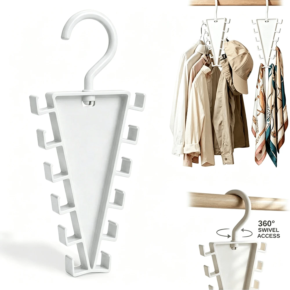 V-Shaped Hook Closet Storage Rack For Bags, Hats And Scarves, Space-Saving Multi-Function Dorm Organizer Shelf