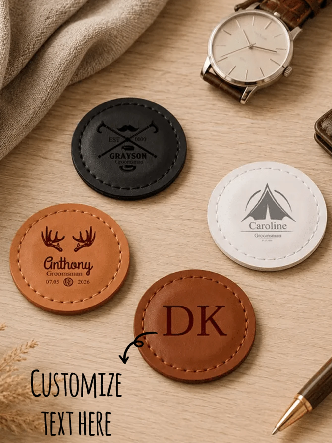 Personalized Golf Ball Marker, PU Leather Customized Golf Ball Marker, Golf Player Gift, Golf Travel, Anniversary Golf Gift, Birthday Golf Gift - Multicolor - View 1