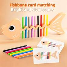 Kids Fishbone Color Matching Training Tabletop Game, Toddler Early Learning Educational Toy, Logic & Hand-Eye Coordination Puzzle Game, Parent Interactive Board Game, Ideal Birthday Holiday Christmas Gift For Children - Multicolor - View 3