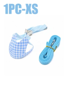 1pc Small Animal Harness & Leash Set, Escape-Proof Adjustable Plaid Vest-Style Cute Clothing, Outdoor Pet Walking Leash, Suitable For Squirrel, Guinea Pig, Ferret, Rat, Hamster, Prairie Dog Pet Accessories - Multicolor - View 13