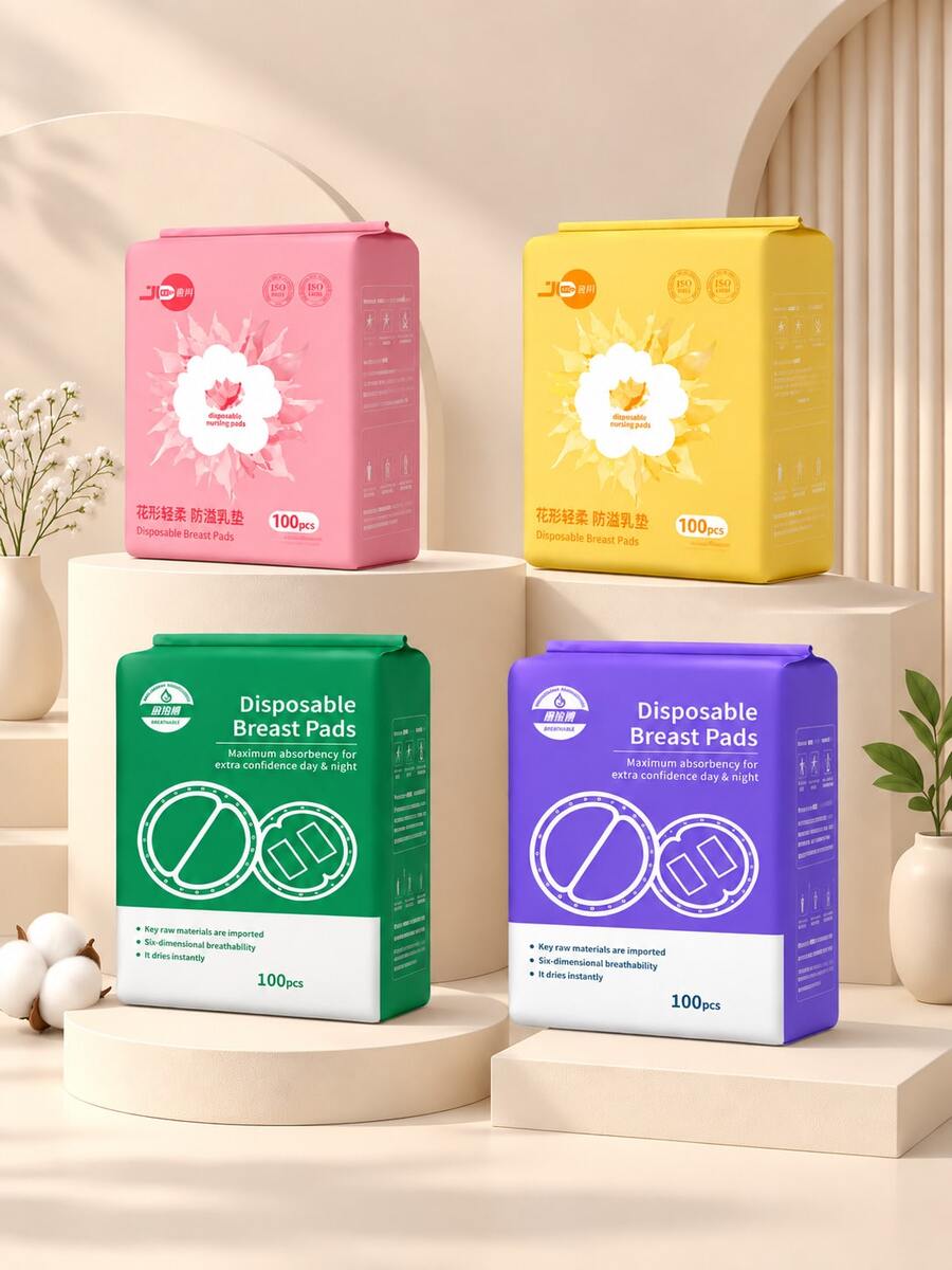 100pcs Ultra Thin Breathable Disposable Nursing Pads Individually Wrapped Leak-Proof Dry Breast Milk Pads - Multi-color 1 - View 1