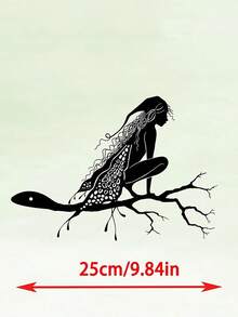 Fairy Silhouette Metal Decor, Cute Garden Fairy Ornament, Fairy Art Decoration, Fairy Sitting On Tree Trunk, Tree-Shaped Metal Sign, Tree-Shaped Garden Decor - A - View 6