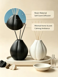1pc Reed Diffuser Bottle Resin Black White Striped Vase Nordic Style For Bedroom Living Room Tabletop Shelf Decor Fragrance Container Home Decor - Vertical Texture - View 6