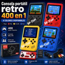 Retro 400-In-1 Portable Video Game Console With 2-Player Controller, 4-Color Mini Pocket Console With AV Connection To TV, Rechargeable Lithium Battery And USB Cable, Classic Entertainment Toy For Kids And Adults - Blue - View 7