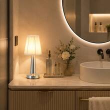 LED Wireless Rechargeable Fabric Table Lamp, 1800mAh Lithium Battery, Touch Switch, 3 Lighting Modes, Adjustable Brightness, Metal Body With Fabric Lampshade, Luxury High-End Design, Modern Home Decor, Suitable For Bedroom, Living Room, Dining Room, Hallway, Office Smart Lighting - Desk Lamp - View 6